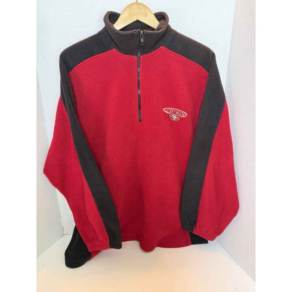 Vtg NFL Active San Francisco 49ers Red Sweater Fleece Pullover 1998 Size L 240